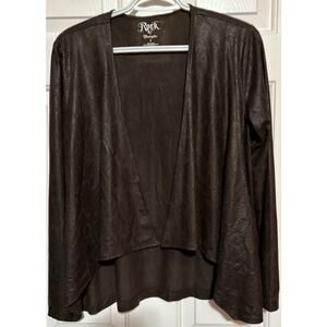 Rock 47th‎ Wrangler Women's Brown Open Front Faux Suede Snake Jacket Size S